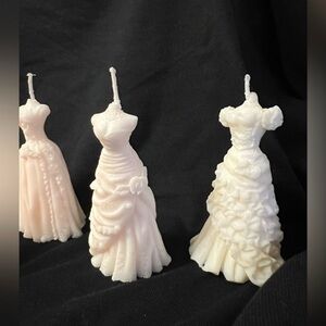 Bridal Dress-Shaped Candles – Set of 3 White/Pale Pink Gown Candles